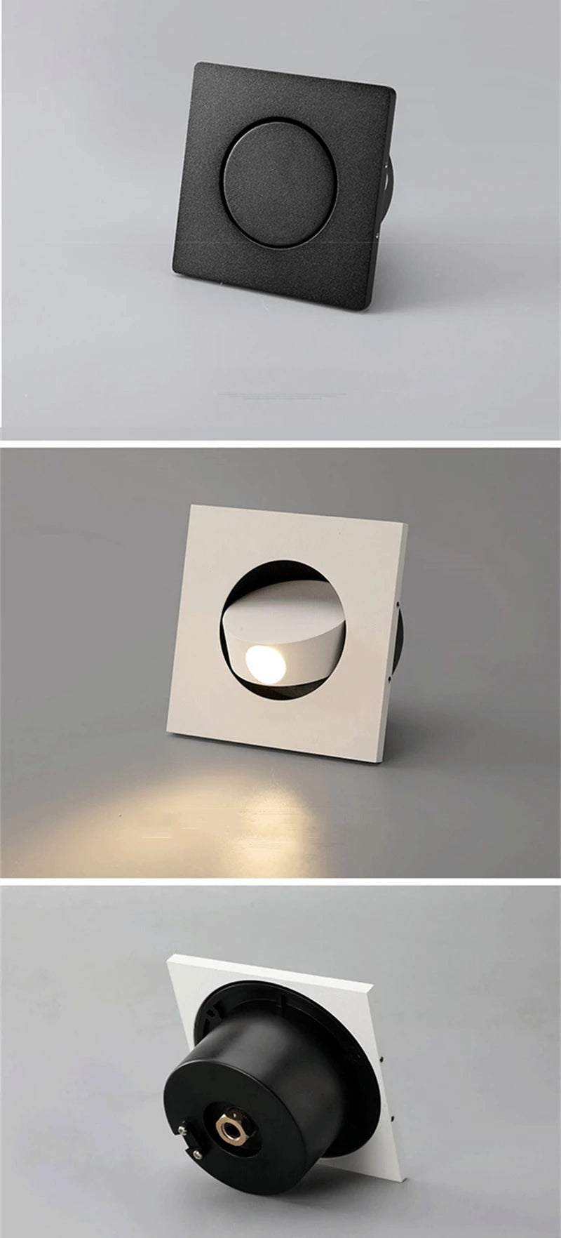 Modern LED Embedded Wall Lamp 3W 350º Rotation Bedside Sconce Bedroom Reading Hidden Decor Stair Wall Lighting Fixture AC85-265V