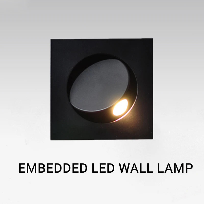 Modern LED Embedded Wall Lamp 3W 350º Rotation Bedside Sconce Bedroom Reading Hidden Decor Stair Wall Lighting Fixture AC85-265V