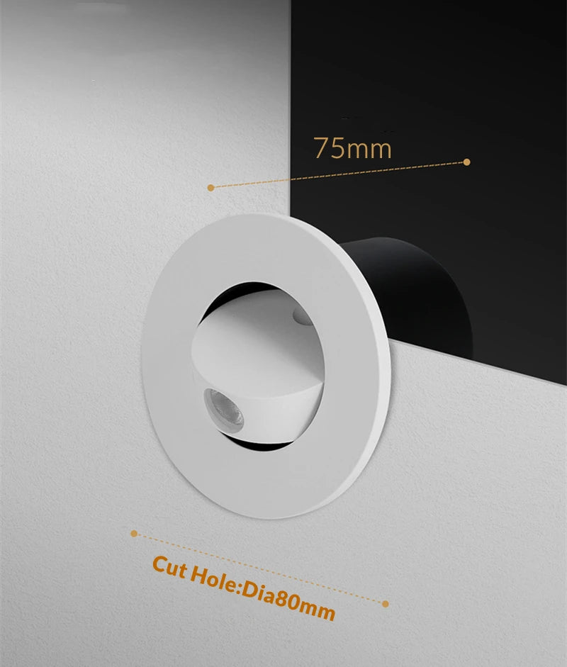 Modern LED Embedded Wall Lamp 3W 350º Rotation Bedside Sconce Bedroom Reading Hidden Decor Stair Wall Lighting Fixture AC85-265V