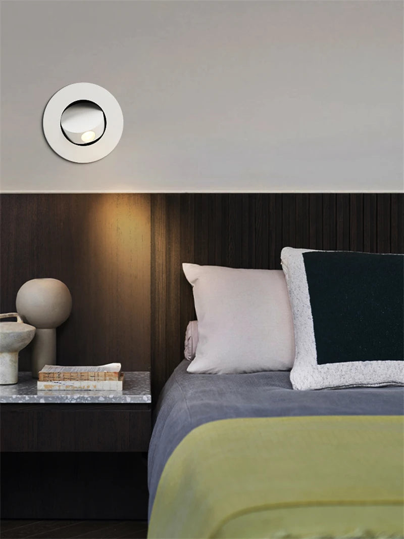 Modern LED Embedded Wall Lamp 3W 350º Rotation Bedside Sconce Bedroom Reading Hidden Decor Stair Wall Lighting Fixture AC85-265V