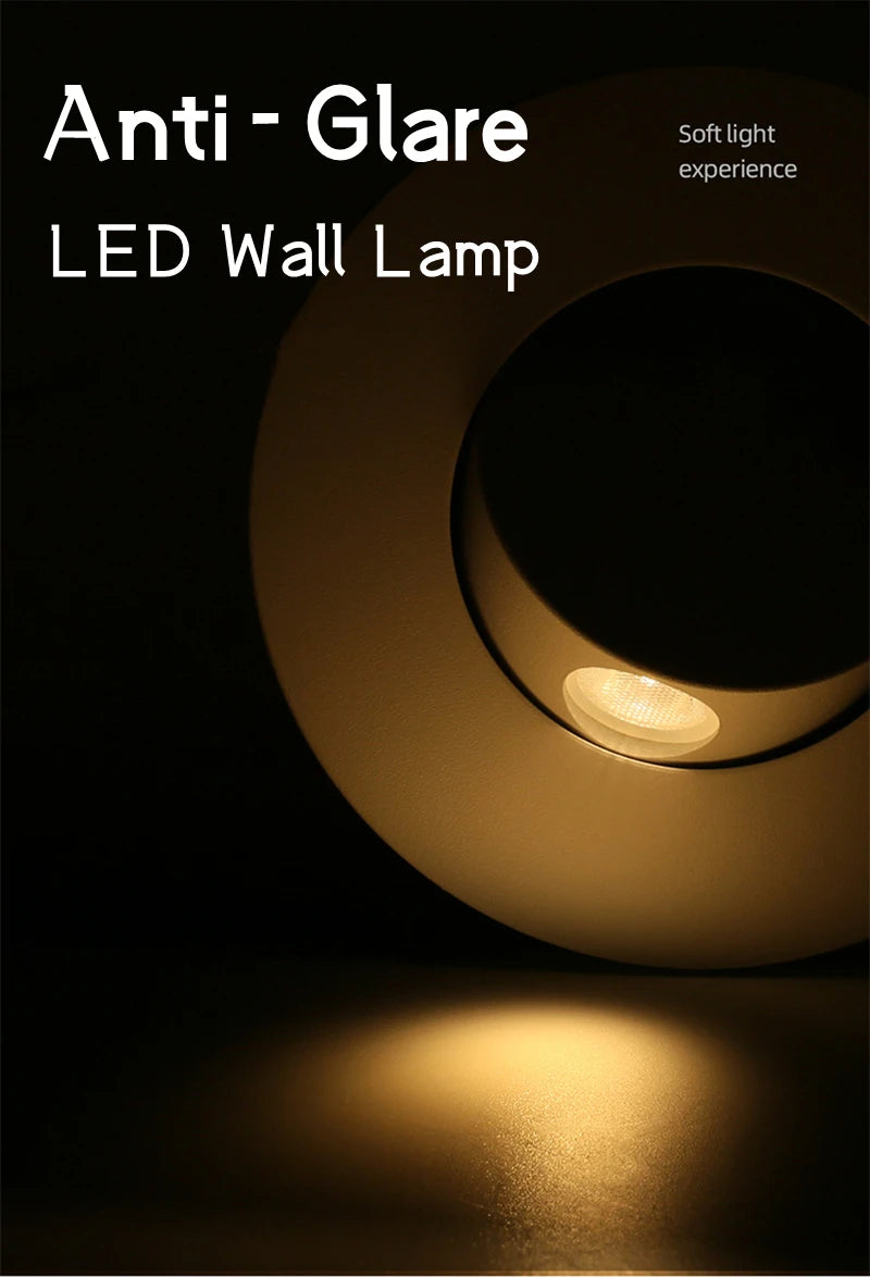 Modern LED Embedded Wall Lamp 3W 350º Rotation Bedside Sconce Bedroom Reading Hidden Decor Stair Wall Lighting Fixture AC85-265V