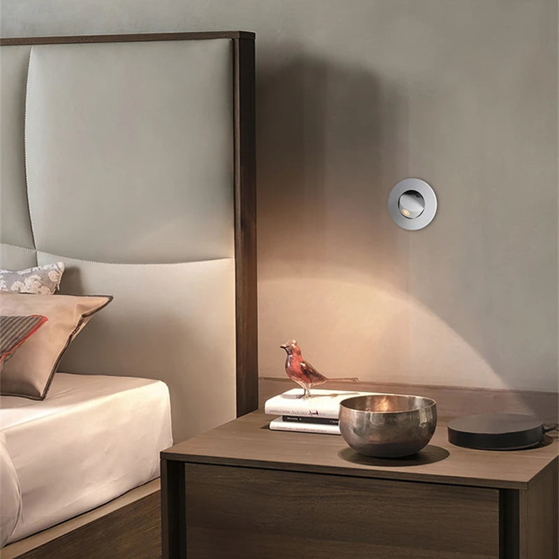 Modern LED Embedded Wall Lamp 3W 350º Rotation Bedside Sconce Bedroom Reading Hidden Decor Stair Wall Lighting Fixture AC85-265V