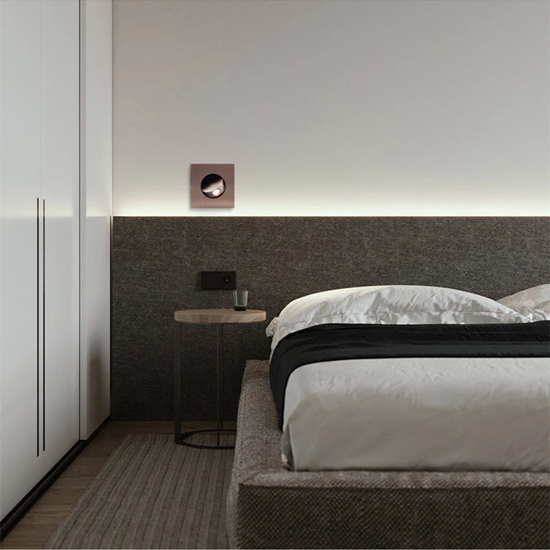 Modern LED Embedded Wall Lamp 3W 350º Rotation Bedside Sconce Bedroom Reading Hidden Decor Stair Wall Lighting Fixture AC85-265V