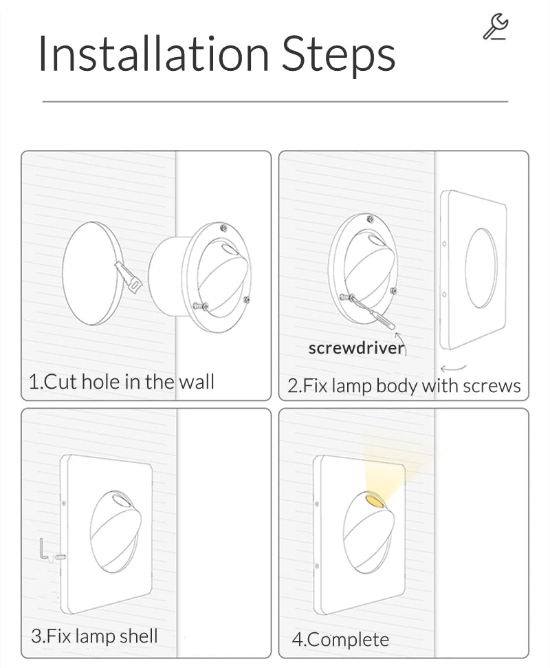 Modern LED Embedded Wall Lamp 3W 350º Rotation Bedside Sconce Bedroom Reading Hidden Decor Stair Wall Lighting Fixture AC85-265V