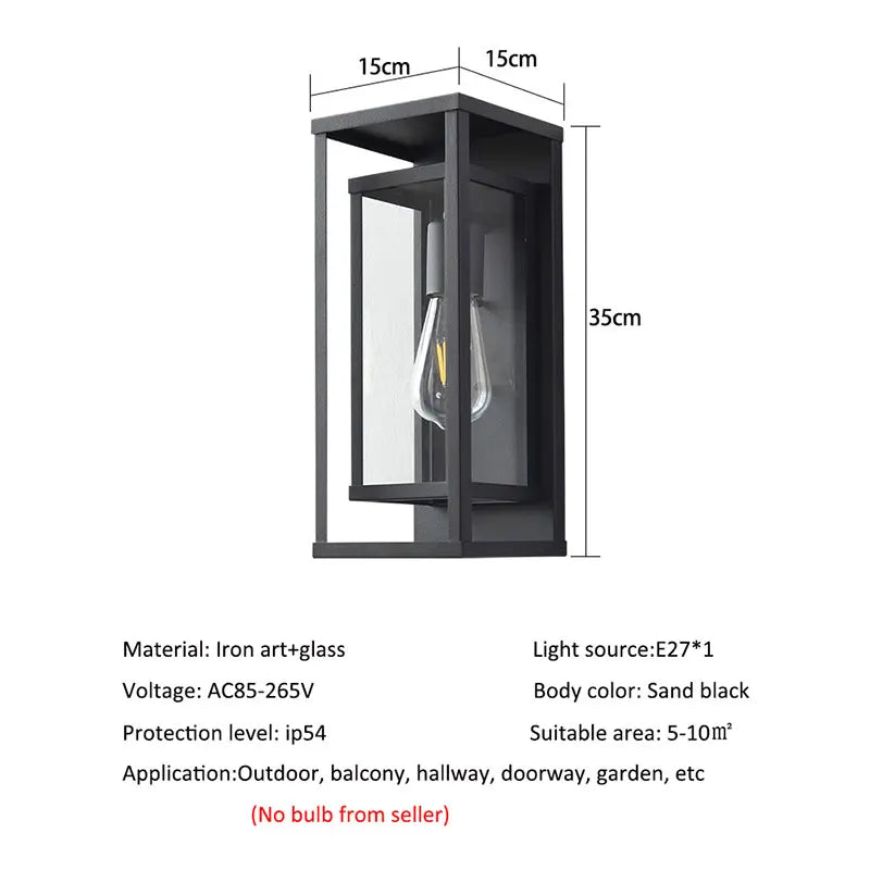 American Retro Waterproof Wall Lamp Industrial Glass Lamp Indoor Outdoor Courtyard Corridor Bar Villa Garden Decorative Lamp
