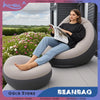 Lazy Sofa Inflatable PVC Flocking Foldable Recliner Outdoor Convenient Lying Chair with Footstool Plush Sofa Beach Park Air Bed
