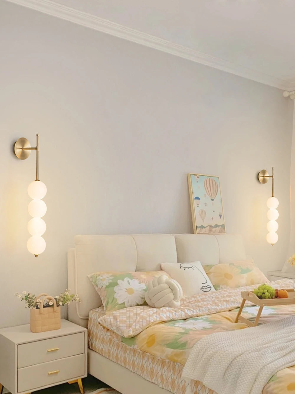 Nordic Wind Gourd Wall Lamp Minimalist LED Milky White Light For Living Room Study Bedroom Bedside Home Decoration Light Fixture