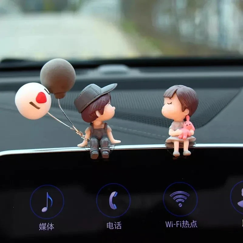 1/2/4pcs Car Decoration Cartoon Couple Action Doll Balloon Decoration Car Interior Dashboard Accessories Girl Gift