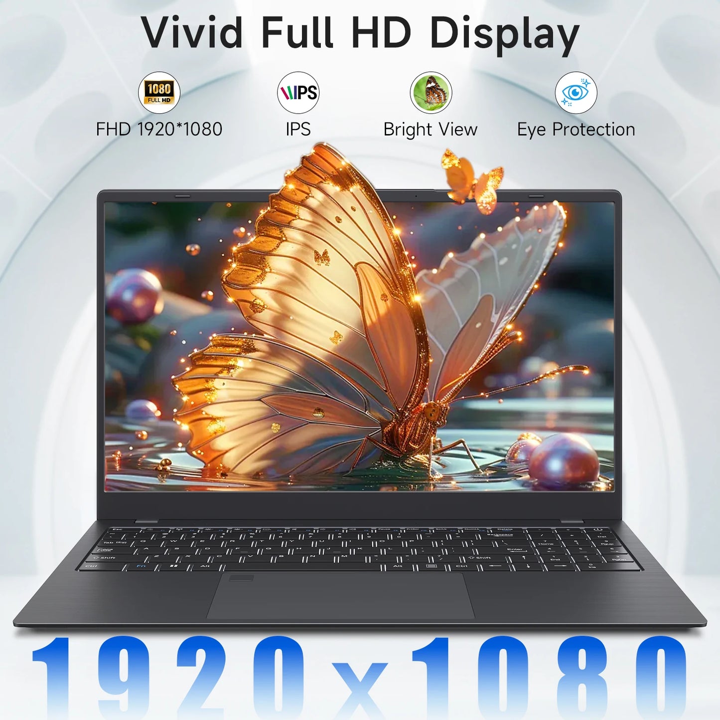15.6 Inch Business Laptop Notebook PC CPU N5095 16GB RAM 1TB SSD Storage Windows 11 Fingerprint Recognition Backlit Keyboard