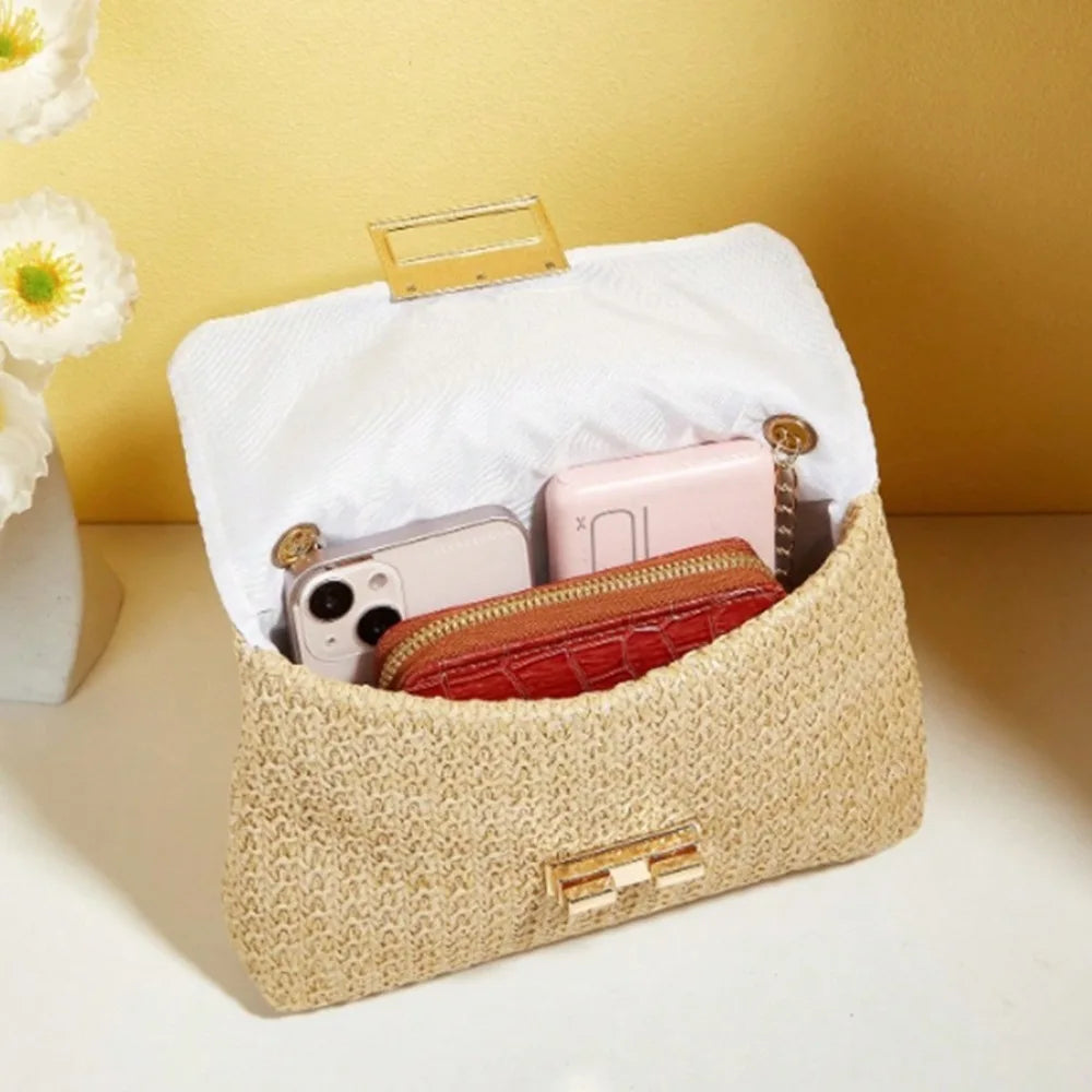 New Straw Shoulder Bag Handmade Fashion High Capacity Crossbody Bag Woven Clutch Handbag Women Office Birthday Present