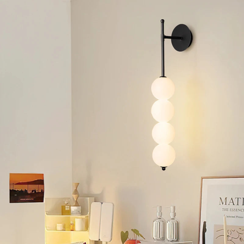 Nordic Wind Gourd Wall Lamp Minimalist LED Milky White Light For Living Room Study Bedroom Bedside Home Decoration Light Fixture