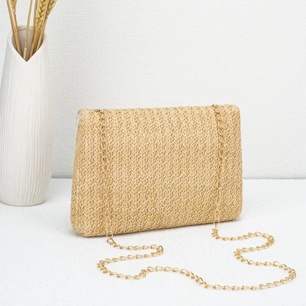 New Straw Shoulder Bag Handmade Fashion High Capacity Crossbody Bag Woven Clutch Handbag Women Office Birthday Present