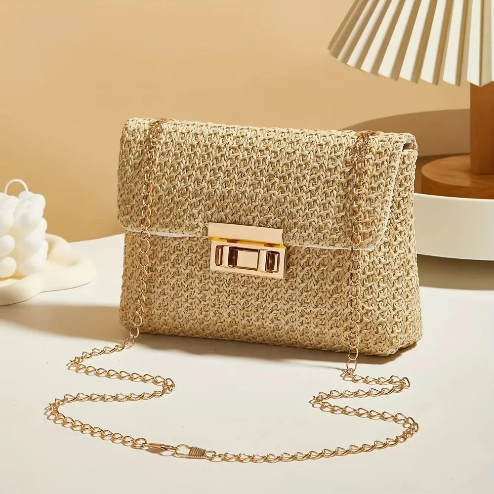New Straw Shoulder Bag Handmade Fashion High Capacity Crossbody Bag Woven Clutch Handbag Women Office Birthday Present