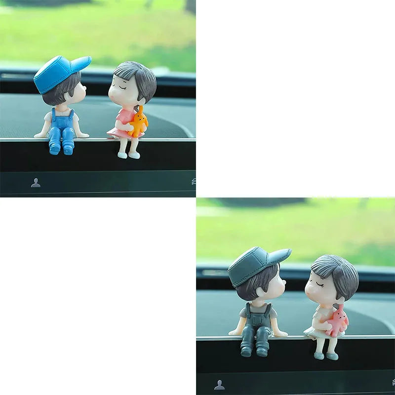 1/2/4pcs Car Decoration Cartoon Couple Action Doll Balloon Decoration Car Interior Dashboard Accessories Girl Gift