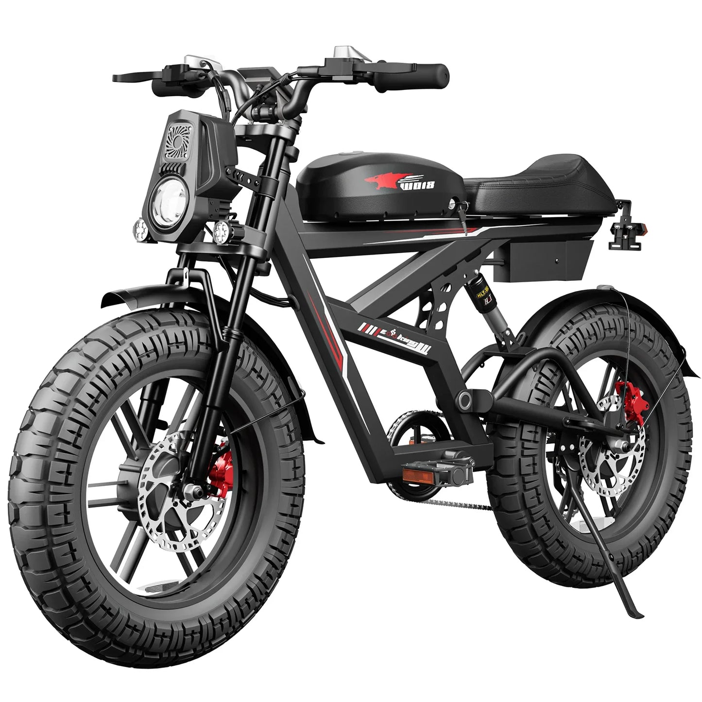Ebike W018 2000W Dual Motor 25AH Dual Battery Top Speed 55KM/H 20*4.5Fat Tire Electric Bike Mountain Electric Bicycle