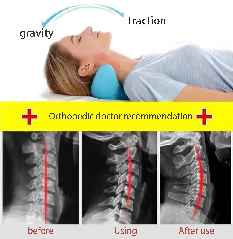 Cervical Spine Stretch Neck Shoulder Relaxer Cervical Chiropractic Traction Device Massage Pillow for Pain Relief Cervical Spine