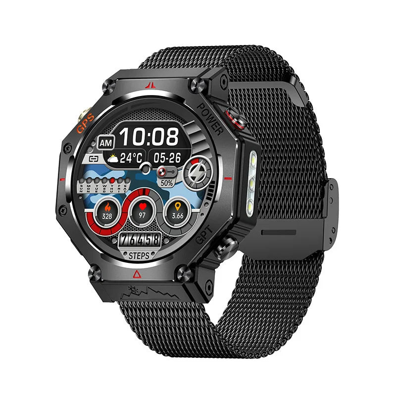 KC91 Smart Watch 530mAh Battery LED Flashlight Compass Altitude Air Pressure Bluetooth Call Fitness Tracker Wearable Devices