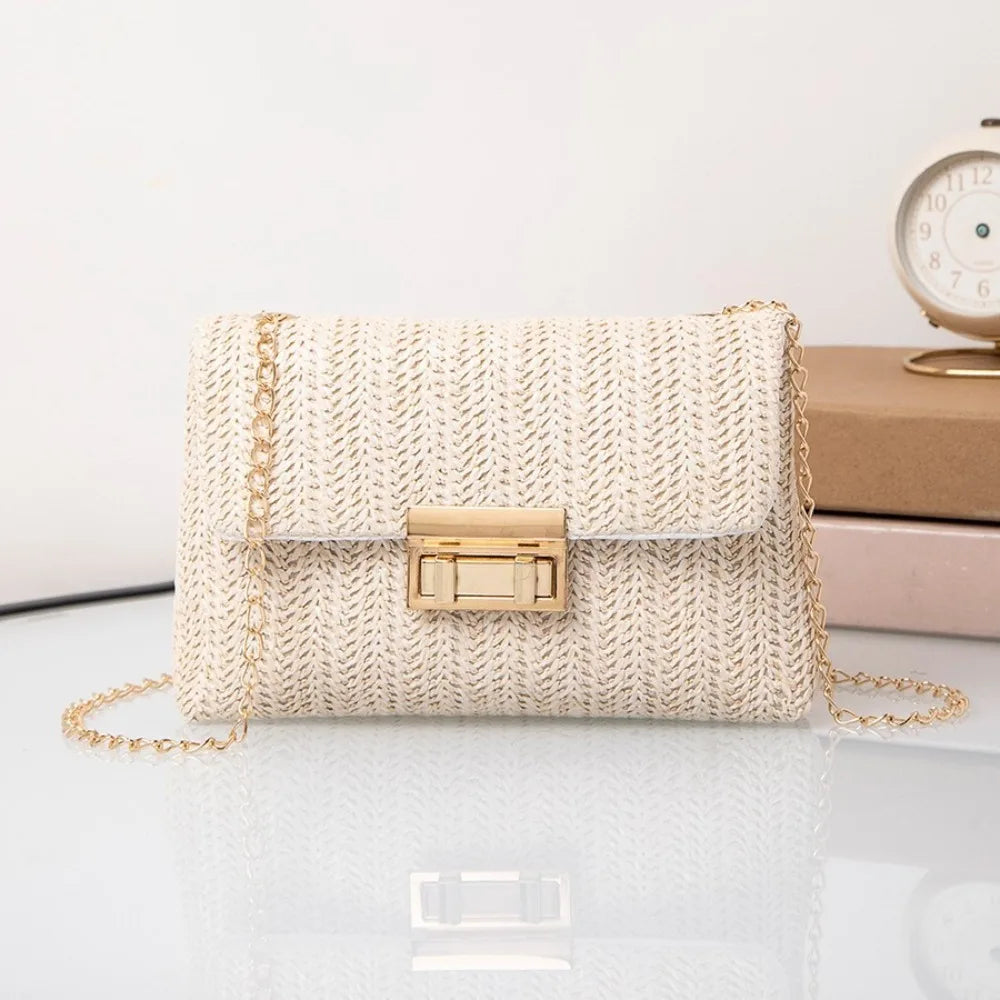 New Straw Shoulder Bag Handmade Fashion High Capacity Crossbody Bag Woven Clutch Handbag Women Office Birthday Present