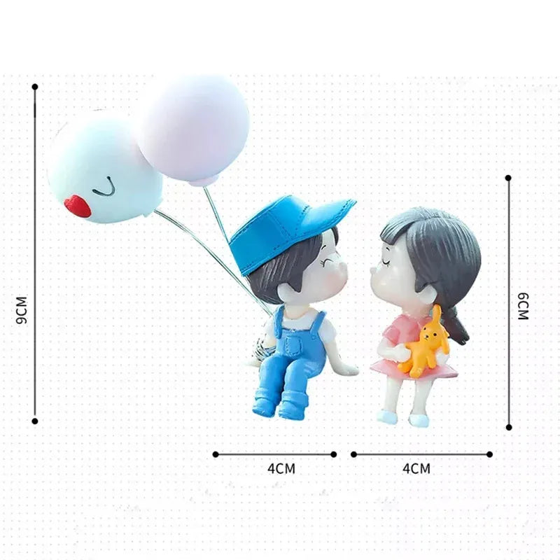 1/2/4pcs Car Decoration Cartoon Couple Action Doll Balloon Decoration Car Interior Dashboard Accessories Girl Gift