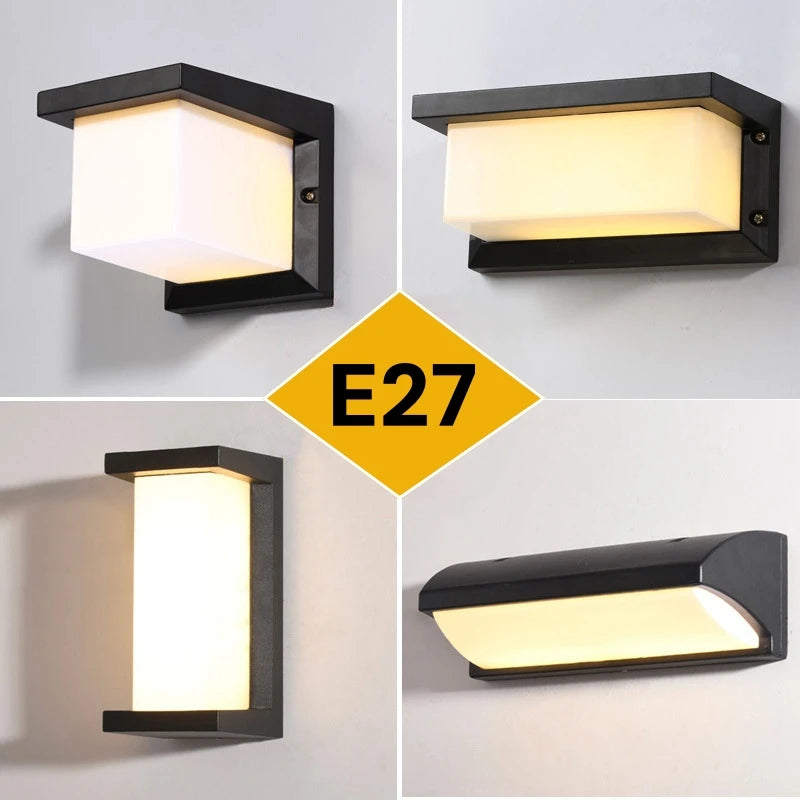 Modern LED Outdoor Wall Lamp E27 Waterproof IP65 Aluminum Porch Light Garden Fence Street Exterior Wall Sconce Lighting 110/220V