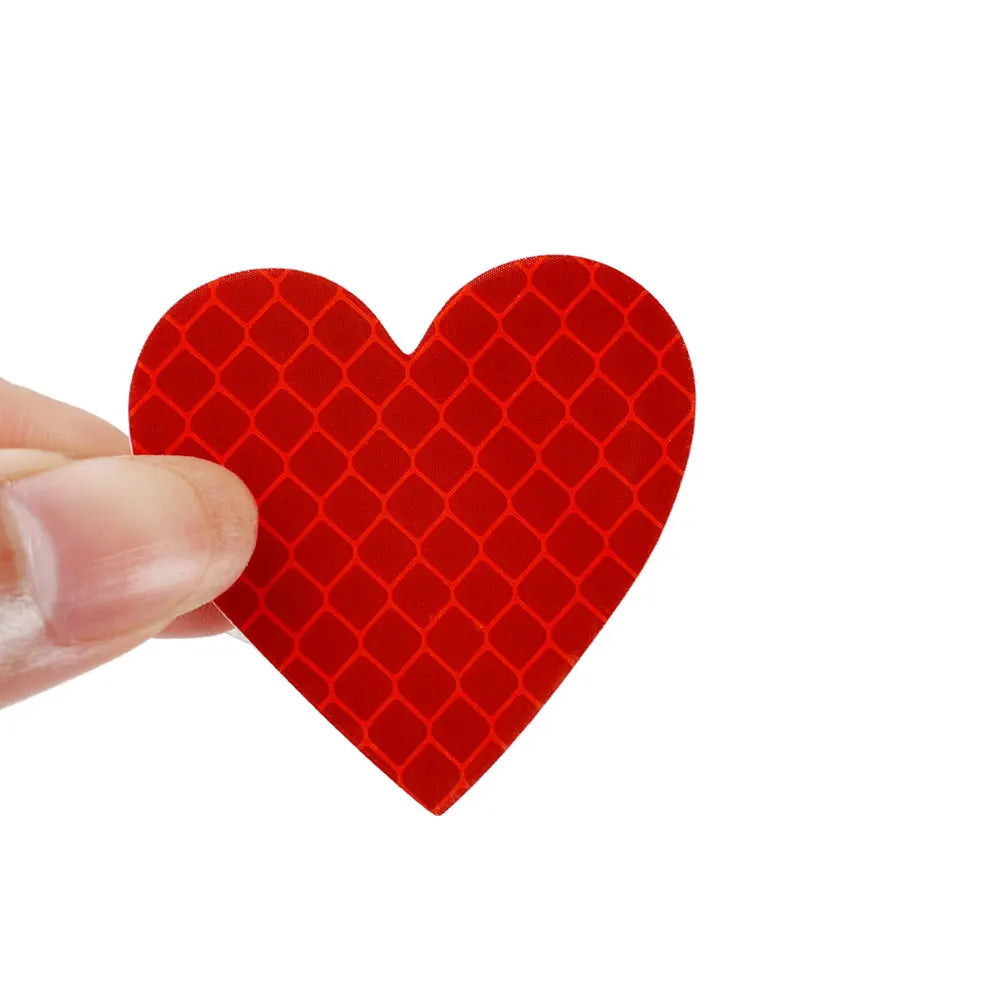 12pcs Heart Shape Reflective Car Stickers Night Warning Mark Reflective Tape Stickers Decoration Decal Car Accessories