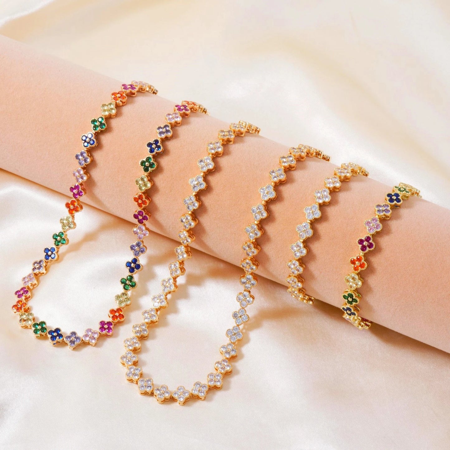 RAKOL Delicate Lucky Clover Women Bracelet High Quality Stainless Steel Morandi Colors Shining Zircon Inlaid Charm Jewelry Gift