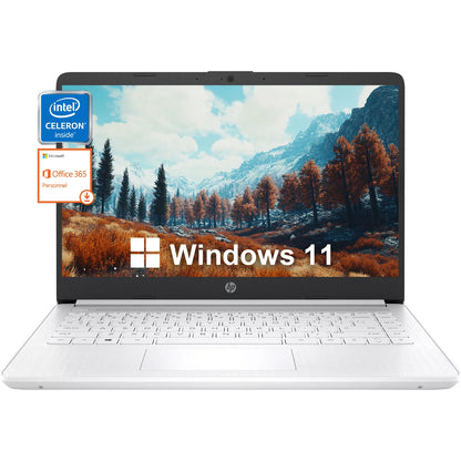 HP Newest 14" Business Laptop,Intel Celeron N4120,Up to 16GB RAM,320GB Storage(64GB eMMC+256GB Micro SD),1Year Office 365,White