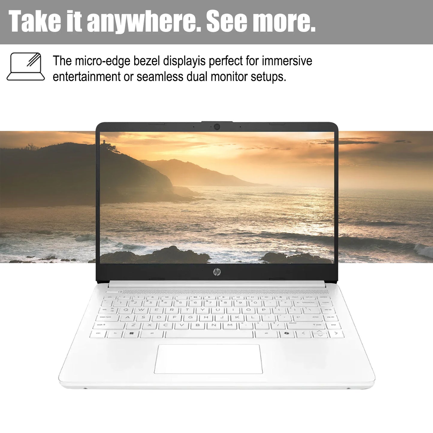 HP 14" Student Laptop, Intel Celeron N4500, Up to 16G RAM, Up to 320GB Storage, 1 Year Office 365, Windows 11 Pro