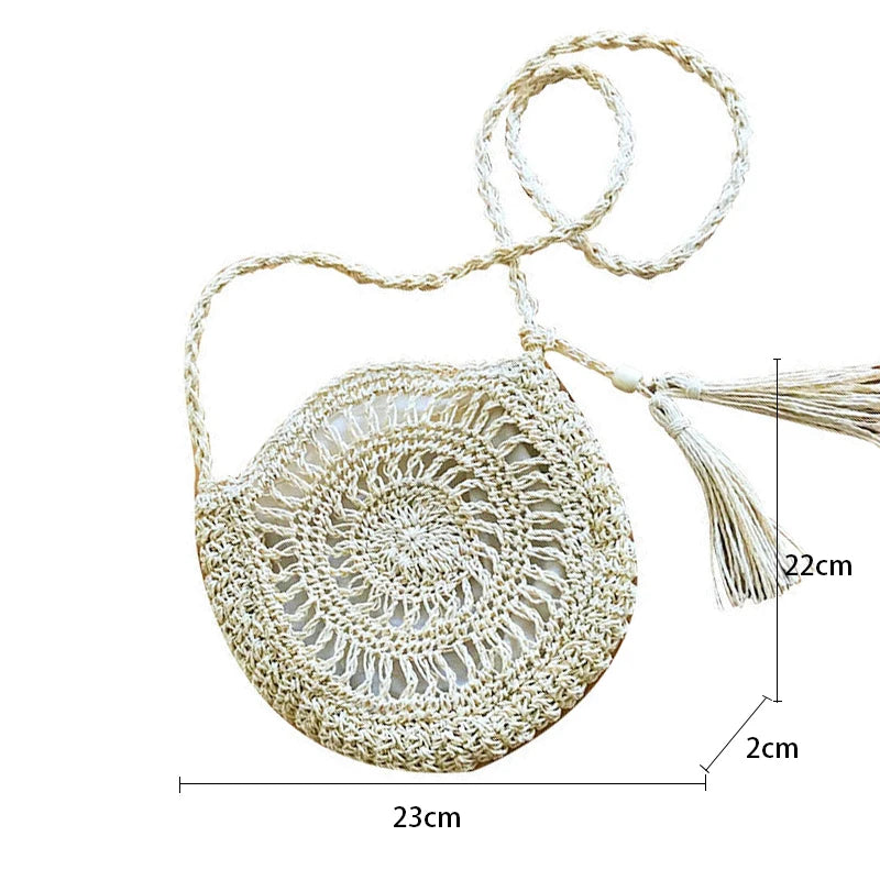 Rattan Woven Women Straw Crossbody Bag Small Clutch Purse and Handbag Summer Beach Bag Woman Tassel Shoulder Messenger Bag