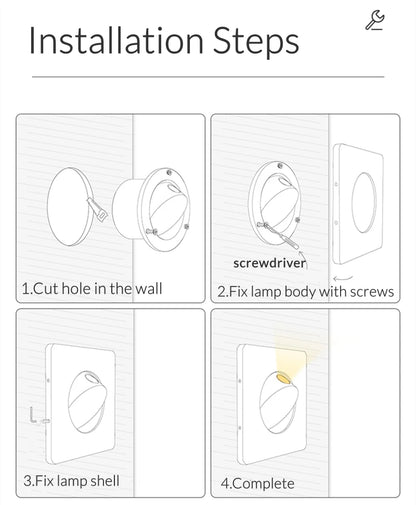 Modern LED Embedded Wall Lamp 3W 350º Rotation Bedside Sconce Bedroom Reading Hidden Decor Stair Wall Lighting Fixture AC85-265V