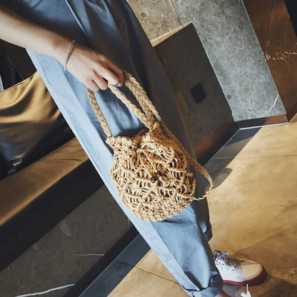 2024 New Summer Fashion Handmade Bucket Bags for Women Shoulder Crossbody Bag Female Handbag