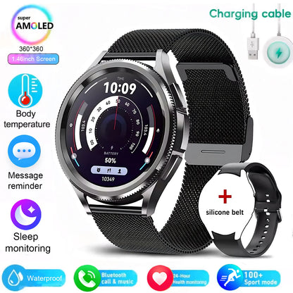 2025 New Watch 6 Smartwatch Men's AMOLED Always On Display Bluetooth Call GPS NFC Smart Watch Android IOS For Samsung Galaxy