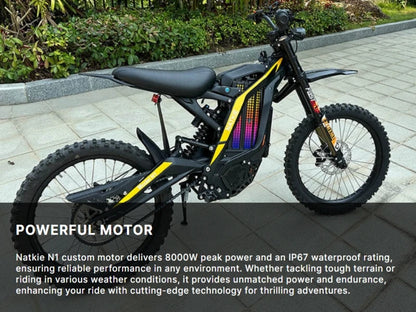 2025 New Arrival Ebike 8000W 72V 30AH N1 Electric Motorcycle 19Inch MTB Tires Electric Dirt Bike with LCD Display