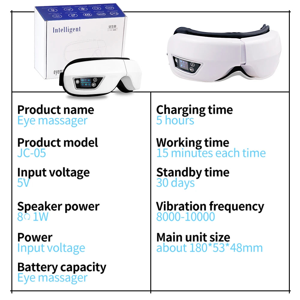 6D Smart Vibration Eye Massager Airbag Compress Eye Care Instrument Bluetooth Music Eye Massage Sleep Mask Eye Relax Fatigue