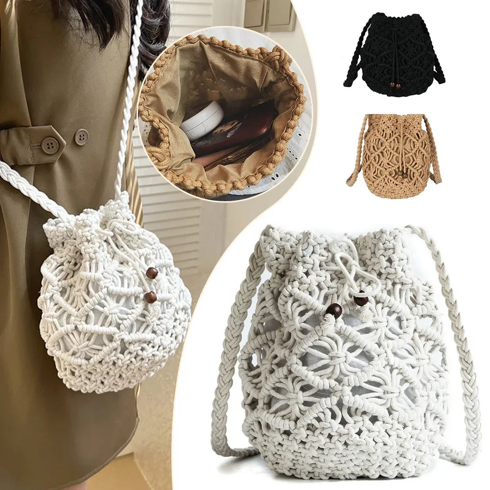 2024 New Summer Fashion Handmade Bucket Bags for Women Shoulder Crossbody Bag Female Handbag