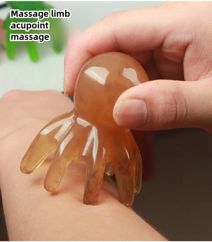 2025 New Resin Octopus Scalp Massage Comb Acupressure Meridian Therapy Hair Care Portable Relaxation Tool Natural Material