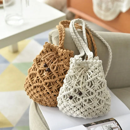 2024 New Summer Fashion Handmade Bucket Bags for Women Shoulder Crossbody Bag Female Handbag