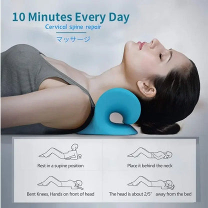 Cervical Spine Stretch Neck Shoulder Relaxer Cervical Chiropractic Traction Device Massage Pillow for Pain Relief Cervical Spine