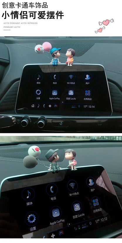 1/2/4pcs Car Decoration Cartoon Couple Action Doll Balloon Decoration Car Interior Dashboard Accessories Girl Gift