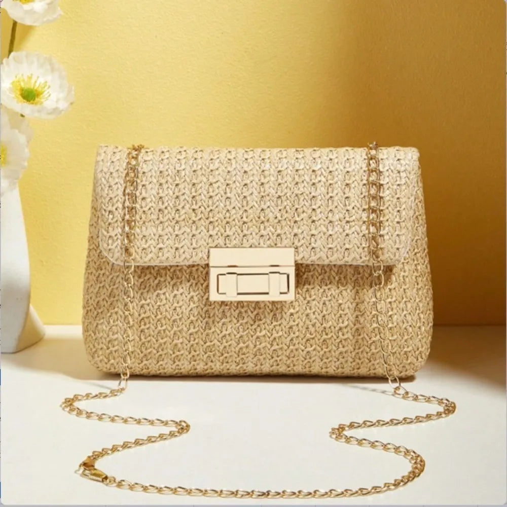 New Straw Shoulder Bag Handmade Fashion High Capacity Crossbody Bag Woven Clutch Handbag Women Office Birthday Present