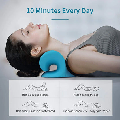 Cervical Spine Stretch Neck Shoulder Relaxer Cervical Chiropractic Traction Device Massage Pillow for Pain Relief Cervical Spine