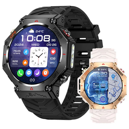 KC91 Smart Watch 530mAh Battery LED Flashlight Compass Altitude Air Pressure Bluetooth Call Fitness Tracker Wearable Devices