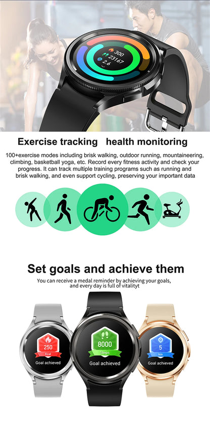 2025 New Watch 6 Smartwatch Men's AMOLED Always On Display Bluetooth Call GPS NFC Smart Watch Android IOS For Samsung Galaxy