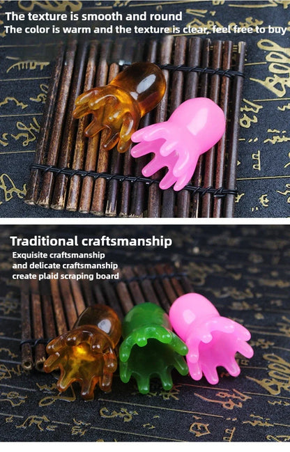 2025 New Resin Octopus Scalp Massage Comb Acupressure Meridian Therapy Hair Care Portable Relaxation Tool Natural Material