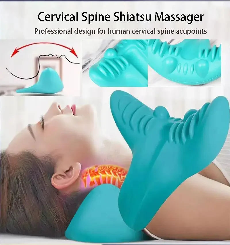 Cervical Spine Stretch Neck Shoulder Relaxer Cervical Chiropractic Traction Device Massage Pillow for Pain Relief Cervical Spine