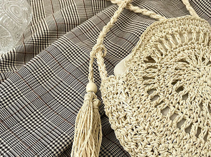 Rattan Woven Women Straw Crossbody Bag Small Clutch Purse and Handbag Summer Beach Bag Woman Tassel Shoulder Messenger Bag
