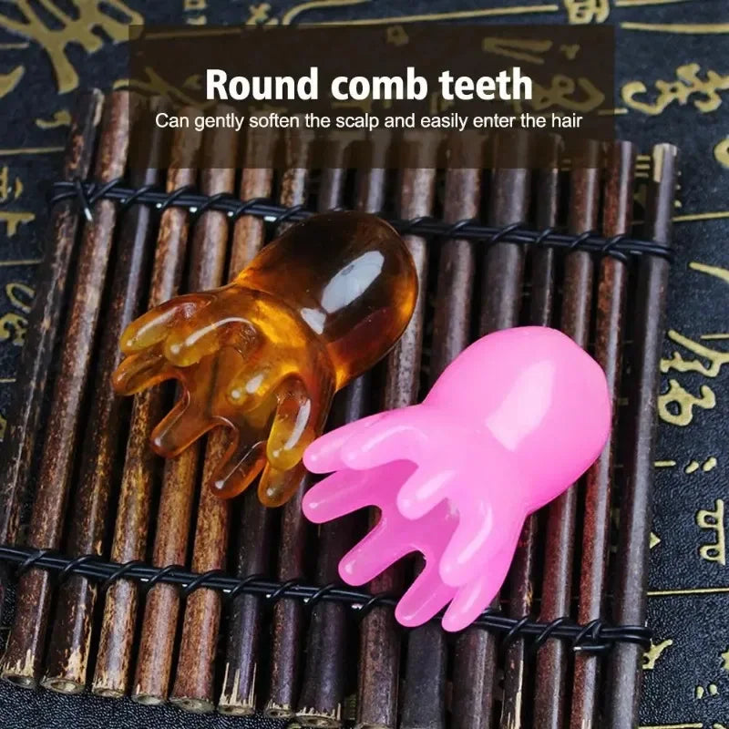2025 New Resin Octopus Scalp Massage Comb Acupressure Meridian Therapy Hair Care Portable Relaxation Tool Natural Material