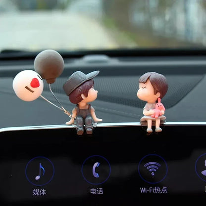 1/2/4pcs Car Decoration Cartoon Couple Action Doll Balloon Decoration Car Interior Dashboard Accessories Girl Gift