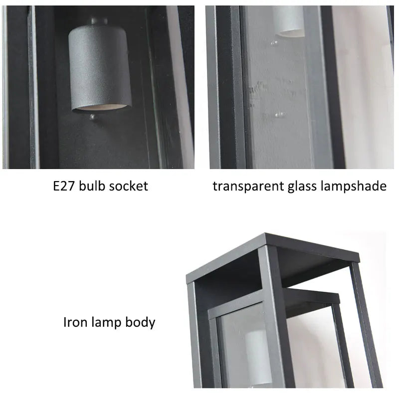 American Retro Waterproof Wall Lamp Industrial Glass Lamp Indoor Outdoor Courtyard Corridor Bar Villa Garden Decorative Lamp