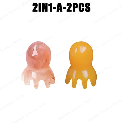 2025 New Resin Octopus Scalp Massage Comb Acupressure Meridian Therapy Hair Care Portable Relaxation Tool Natural Material